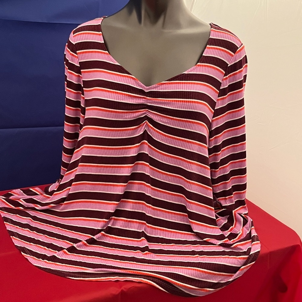Lane Bryant Striped Swing Tee EUC‎
